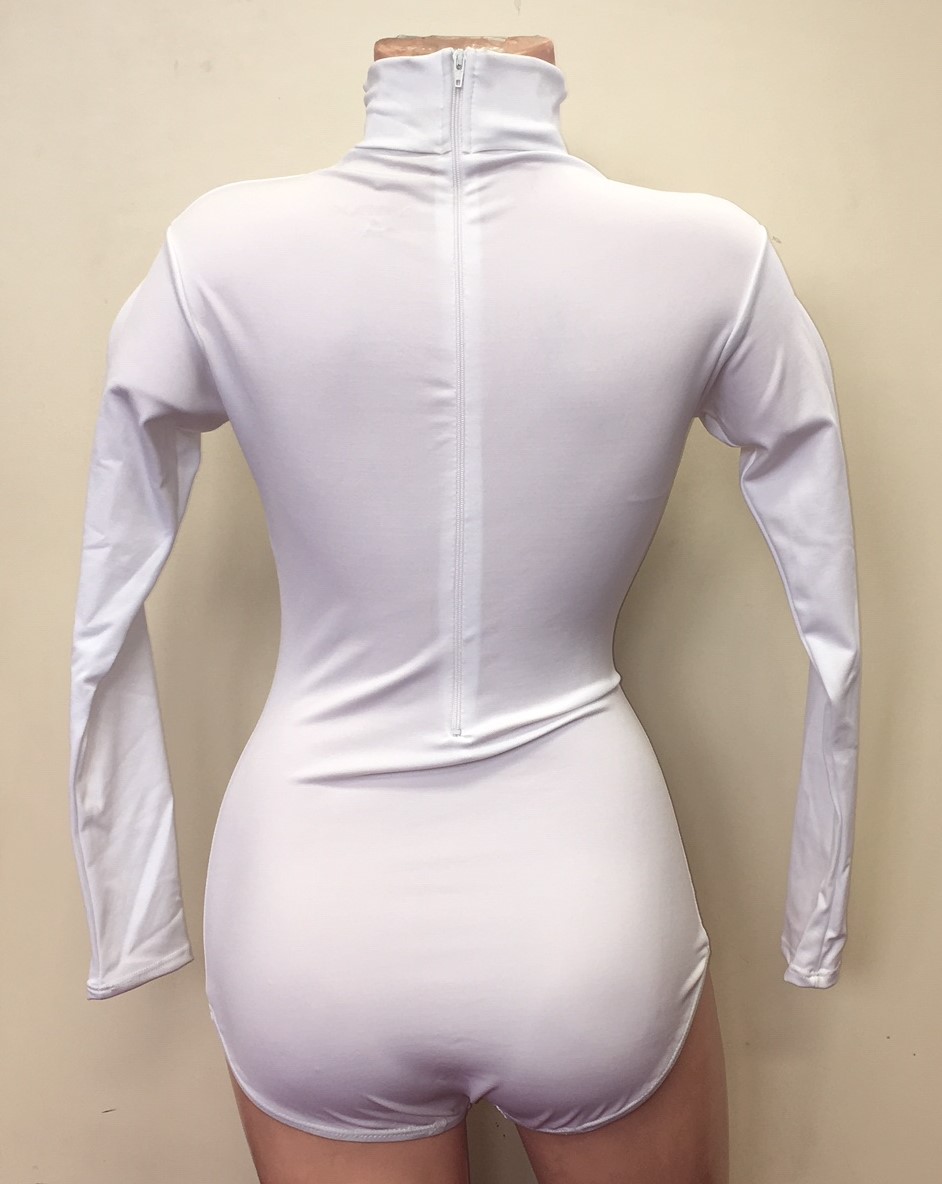 White long deals sleeve turtleneck leotard